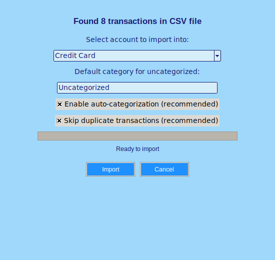 BudgetBumblebee CSV import